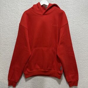 Comfrt Minimalist Men's Hoodie Size S Crimson Red Pullover Fleece Oversized Logo